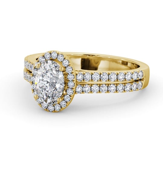  Halo Oval Diamond Engagement Ring 18K Yellow Gold - Dunure ENOV48_YG_THUMB2 