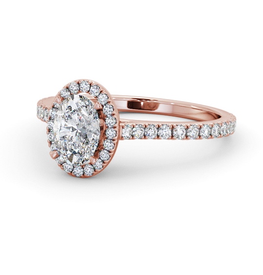 Halo Oval Diamond Engagement Ring with Diamond Set Supports 9K Rose Gold ENOV49_RG_THUMB2 