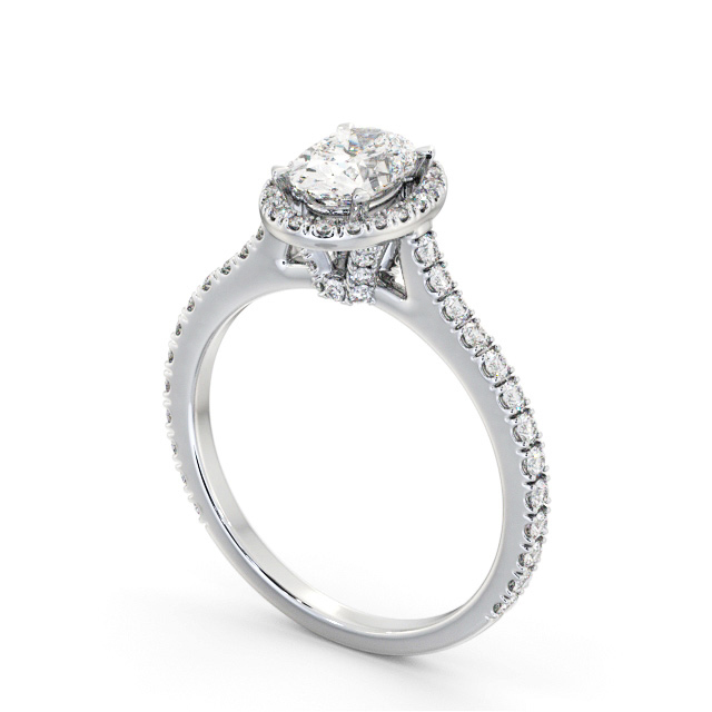 Halo Oval Diamond Engagement Ring 18K White Gold - Kyme ENOV49_WG_SIDE