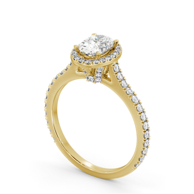 Halo Oval Diamond Engagement Ring 18K Yellow Gold - Kyme ENOV49_YG_SIDE