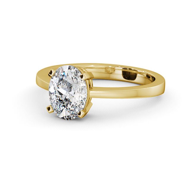 Oval Diamond Engagement Ring 18K Yellow Gold Solitaire - Dalby ENOV4_YG_FLAT