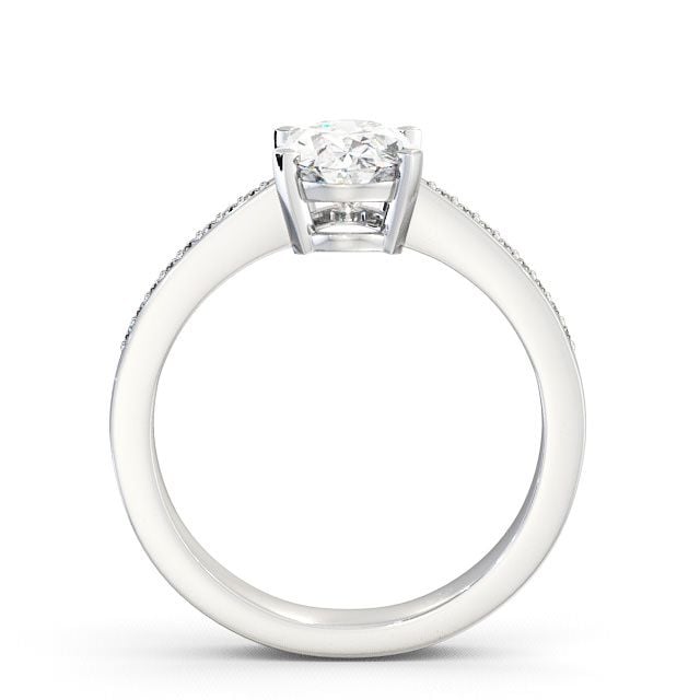 Oval Diamond Engagement Ring 9K White Gold Solitaire With Side Stones - Euston ENOV4S_WG_UP