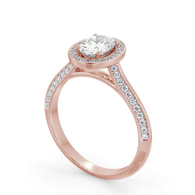 Halo Oval Diamond Engagement Ring 18K Rose Gold - Kenan ENOV50_RG_SIDE