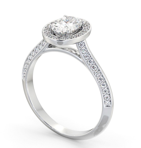  Halo Oval Diamond Engagement Ring 9K White Gold - Kenan ENOV50_WG_THUMB1 