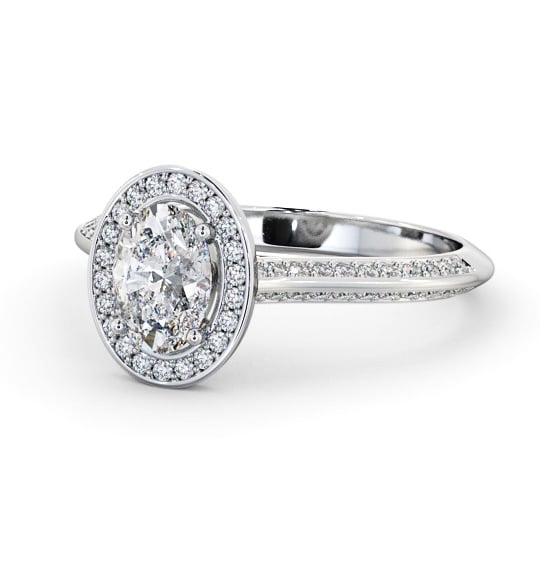  Halo Oval Diamond Engagement Ring 9K White Gold - Kenan ENOV50_WG_THUMB2 