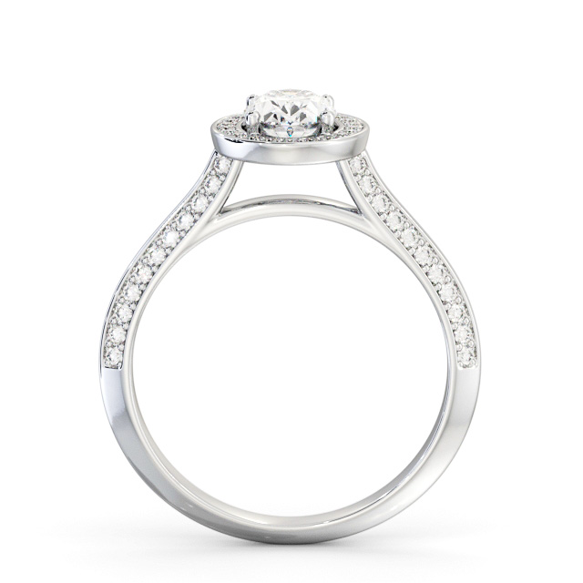 Halo Oval Diamond Engagement Ring 18K White Gold - Kenan ENOV50_WG_UP