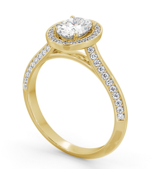  Halo Oval Diamond Engagement Ring 9K Yellow Gold - Kenan ENOV50_YG_THUMB1 