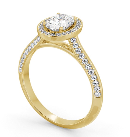 Halo Oval Diamond with Knife Edge Band Engagement Ring 18K Yellow Gold ENOV50_YG_THUMB1 