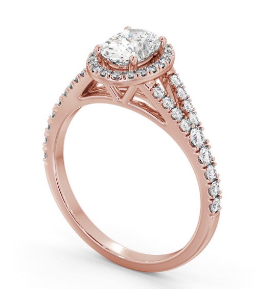 Halo Oval Diamond Split Band Engagement Ring 9K Rose Gold ENOV51_RG_THUMB1