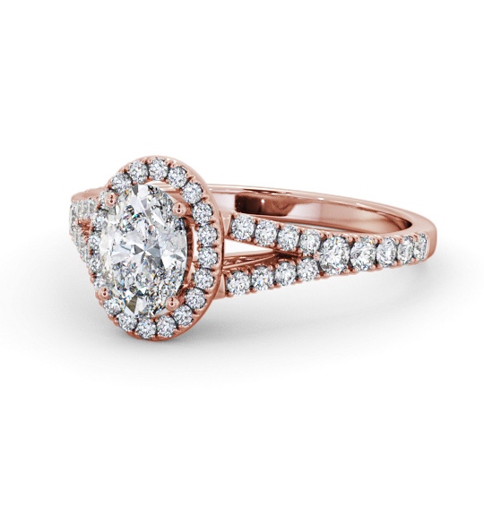  Halo Oval Diamond Engagement Ring 18K Rose Gold - Ellwood ENOV51_RG_THUMB2 