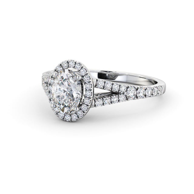 Halo Oval Diamond Engagement Ring Platinum - Ellwood ENOV51_WG_FLAT