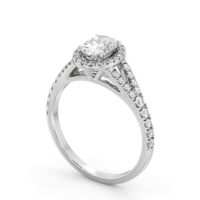 Halo Oval Diamond Engagement Ring Platinum - Ellwood ENOV51_WG_SIDE