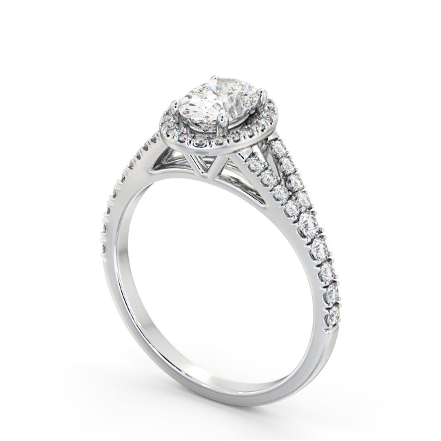 Halo Oval Diamond Engagement Ring Palladium - Ellwood ENOV51_WG_SIDE