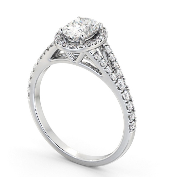 Halo Oval Diamond Split Band Engagement Ring 9K White Gold ENOV51_WG_THUMB1 