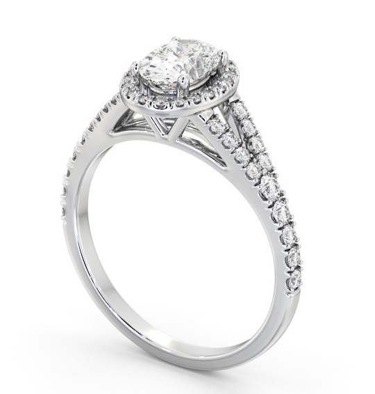 Halo Oval Diamond Split Band Engagement Ring Platinum ENOV51_WG_THUMB1