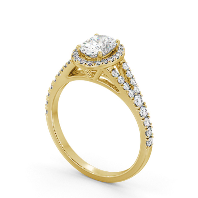 Halo Oval Diamond Engagement Ring 18K Yellow Gold - Ellwood ENOV51_YG_SIDE
