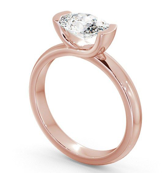 Oval Diamond Tension East West Design Engagement Ring 18K Rose Gold Solitaire ENOV5_RG_THUMB1