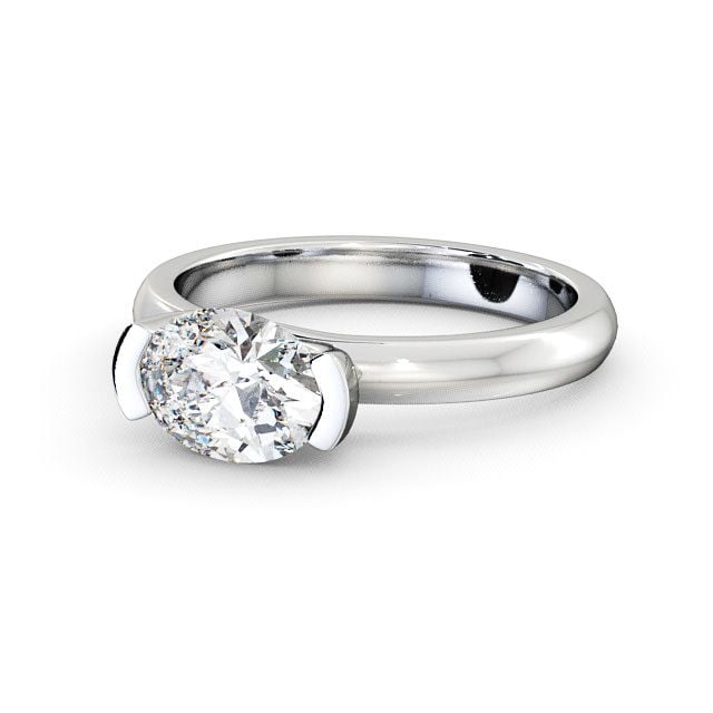Oval Diamond Engagement Ring Platinum Solitaire - Iver ENOV5_WG_FLAT