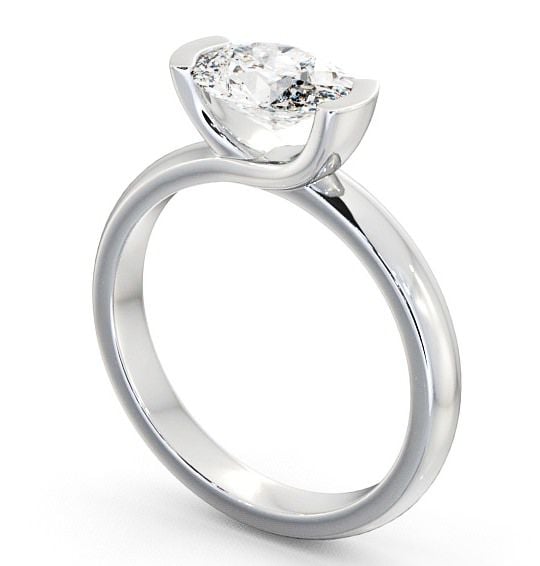 Oval Diamond Engagement Ring Platinum Solitaire - Iver ENOV5_WG_THUMB1