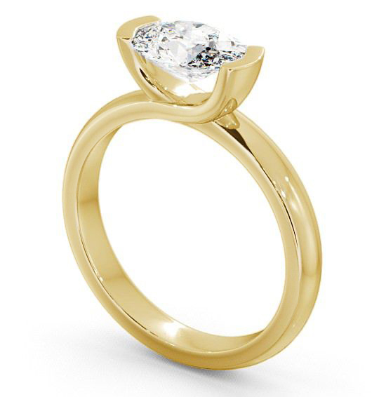 Oval Diamond Tension East West Design Engagement Ring 18K Yellow Gold Solitaire ENOV5_YG_THUMB1 