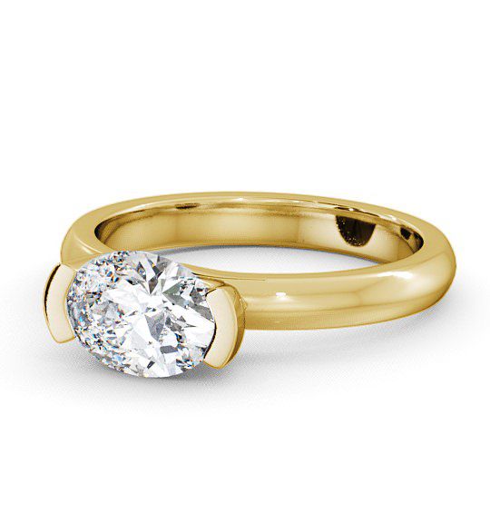 Oval Diamond Tension East West Design Engagement Ring 9K Yellow Gold Solitaire ENOV5_YG_THUMB2 