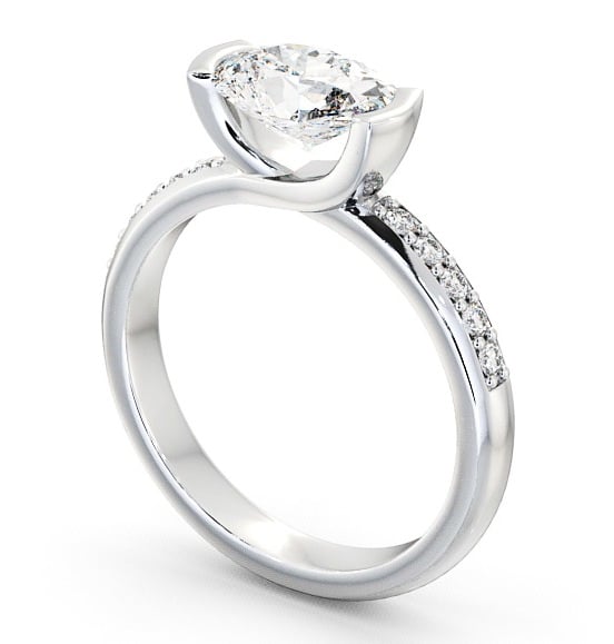 Oval Diamond East West Tension Design Engagement Ring Platinum Solitaire with Channel Set Side Stones ENOV5S_WG_THUMB1 