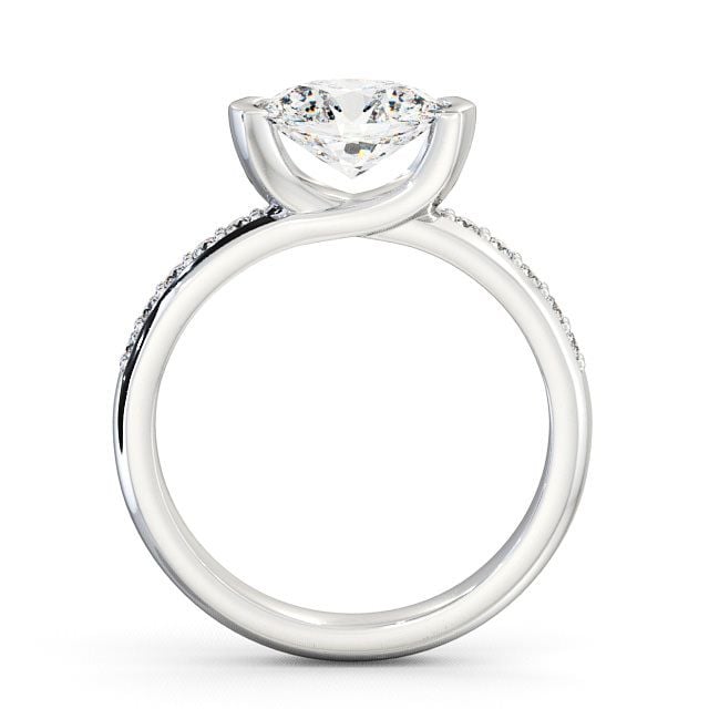 Oval Diamond Engagement Ring 18K White Gold Solitaire With Side Stones - Trevia ENOV5S_WG_UP