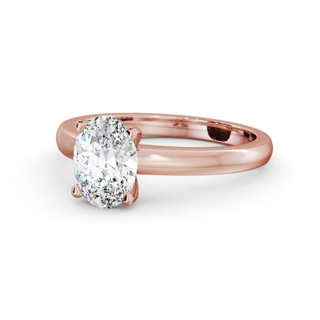 Oval Diamond Engagement Ring 18K Rose Gold Solitaire - Leigh ENOV6_RG_FLAT
