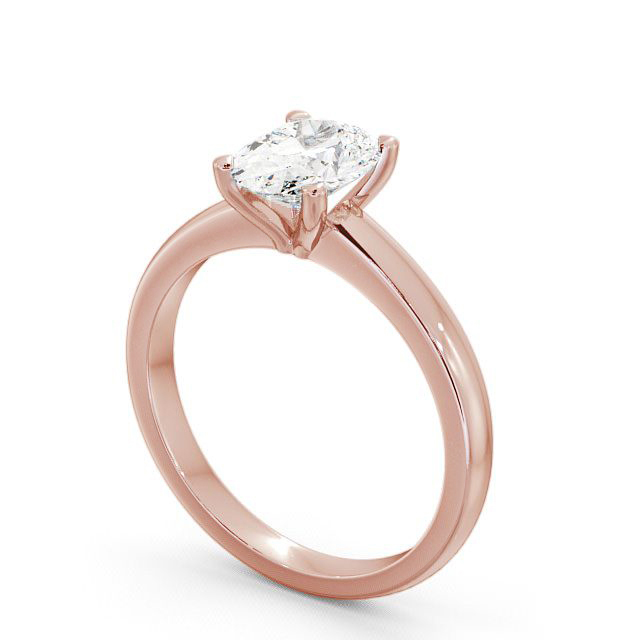 Oval Diamond Engagement Ring 9K Rose Gold Solitaire - Leigh ENOV6_RG_SIDE