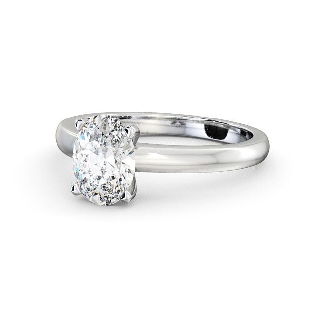 Oval Diamond Engagement Ring 9K White Gold Solitaire - Leigh ENOV6_WG_FLAT