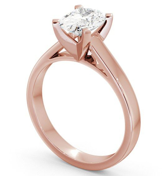 Oval Diamond Square Prongs Engagement Ring 9K Rose Gold Solitaire ENOV7_RG_THUMB1