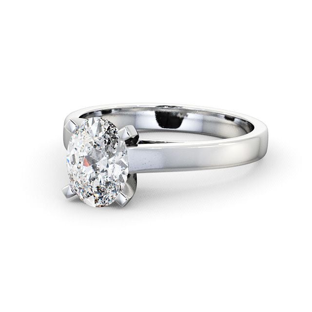 Oval Diamond Engagement Ring 9K White Gold Solitaire - Merley ENOV7_WG_FLAT