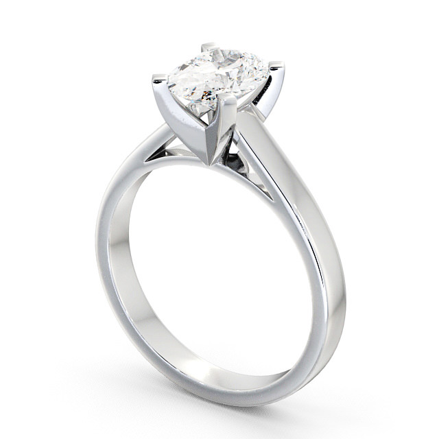 Oval Diamond Engagement Ring Platinum Solitaire - Merley ENOV7_WG_SIDE