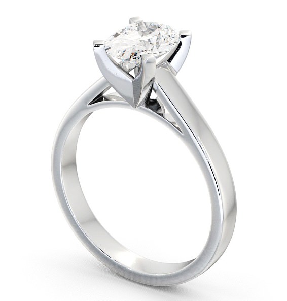  Oval Diamond Engagement Ring 18K White Gold Solitaire - Merley ENOV7_WG_THUMB1 