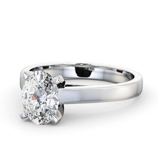  Oval Diamond Engagement Ring 9K White Gold Solitaire - Merley ENOV7_WG_THUMB2 