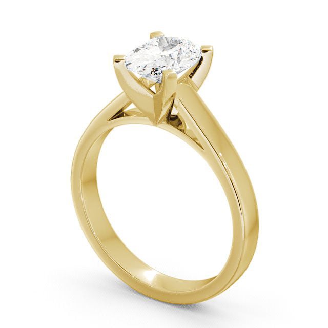 Oval Diamond Engagement Ring 18K Yellow Gold Solitaire - Merley ENOV7_YG_SIDE