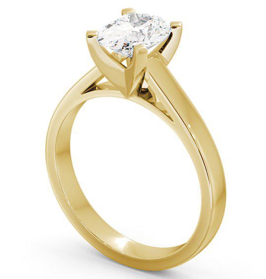 Oval Diamond Square Prongs Engagement Ring 18K Yellow Gold Solitaire ENOV7_YG_THUMB1