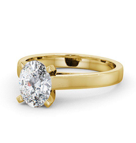 Oval Diamond Square Prongs Engagement Ring 9K Yellow Gold Solitaire ENOV7_YG_THUMB2 
