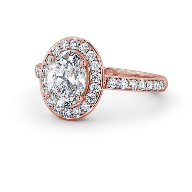 Halo Oval Diamond Engagement Ring 18K Rose Gold - Addington ENOV8_RG_FLAT