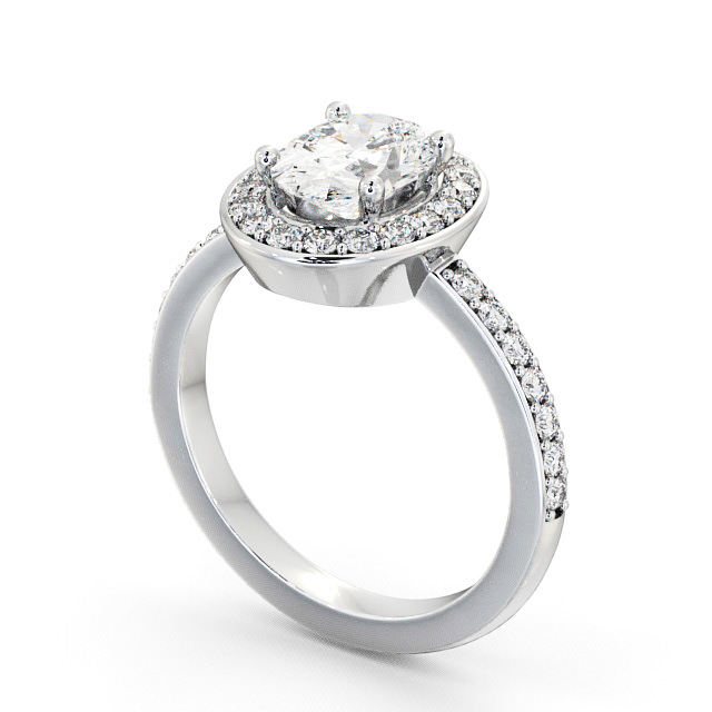 Halo Oval Diamond Engagement Ring 9K White Gold - Addington ENOV8_WG_SIDE