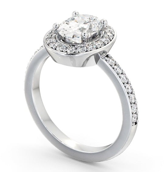  Halo Oval Diamond Engagement Ring 18K White Gold - Addington ENOV8_WG_THUMB1 