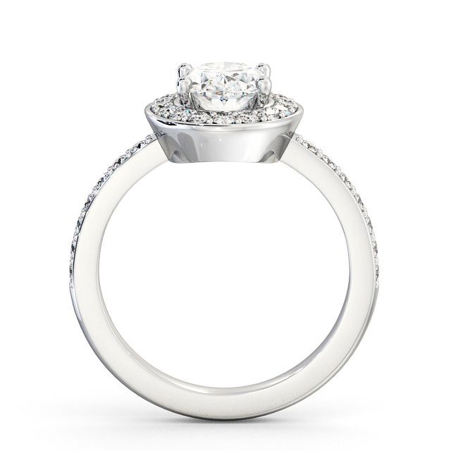 Halo Oval Diamond Engagement Ring 9K White Gold - Addington ENOV8_WG_UP