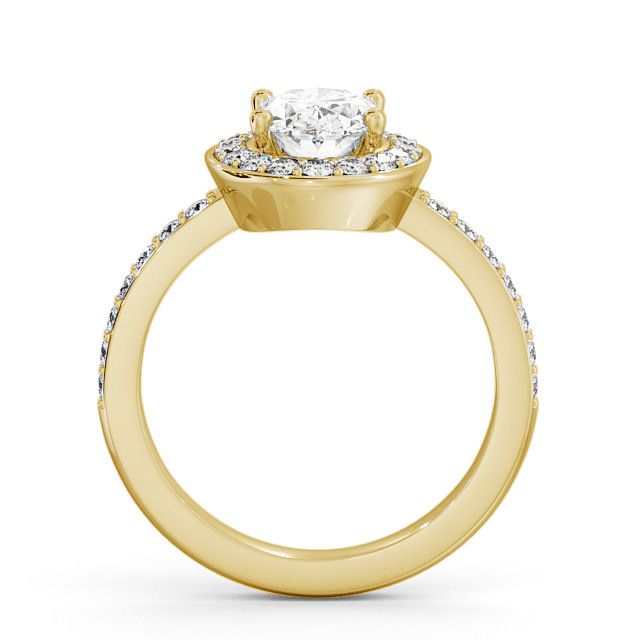 Halo Oval Diamond Engagement Ring 9K Yellow Gold - Addington ENOV8_YG_UP