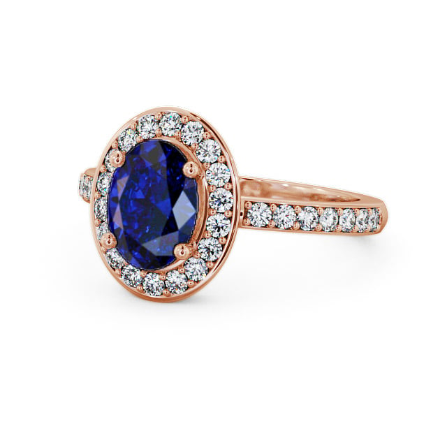 Halo Blue Sapphire and Diamond 2.03ct Ring 18K Rose Gold - Ivelet ENOV8GEM_RG_BS_FLAT