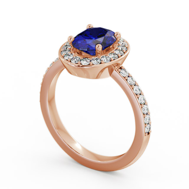 Halo Blue Sapphire and Diamond 2.03ct Ring 9K Rose Gold - Ivelet ENOV8GEM_RG_BS_SIDE