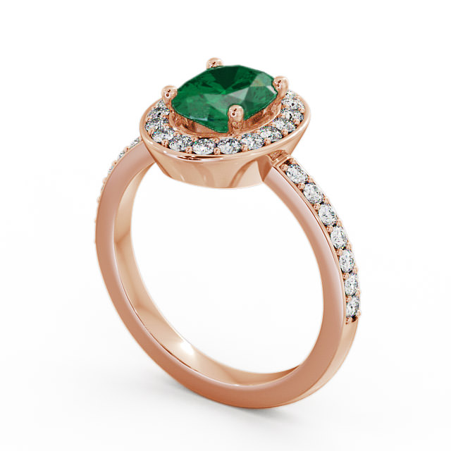 Halo Emerald and Diamond 1.74ct Ring 18K Rose Gold - Ivelet