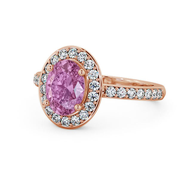 Halo Pink Sapphire and Diamond 2.03ct Ring 18K Rose Gold - Ivelet ENOV8GEM_RG_PS_FLAT