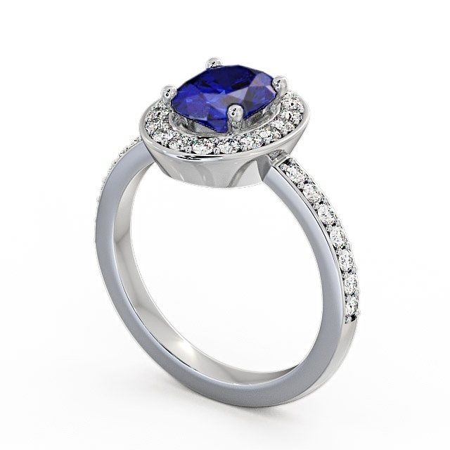 Halo Blue Sapphire and Diamond 2.03ct Ring 9K White Gold - Ivelet ENOV8GEM_WG_BS_SIDE