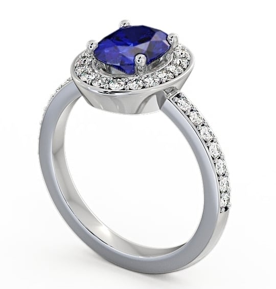 Halo Blue Sapphire and Diamond 2.03ct Ring Palladium - Ivelet ENOV8GEM_WG_BS_THUMB1