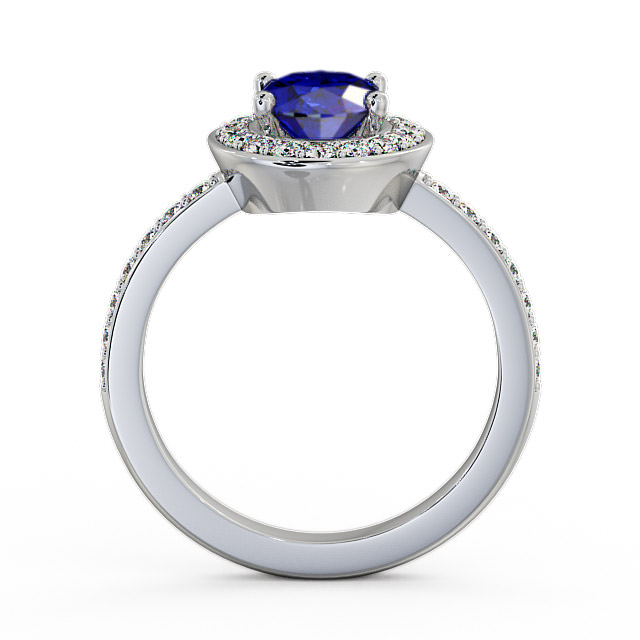 Halo Blue Sapphire and Diamond 2.03ct Ring 18K White Gold - Ivelet ENOV8GEM_WG_BS_UP
